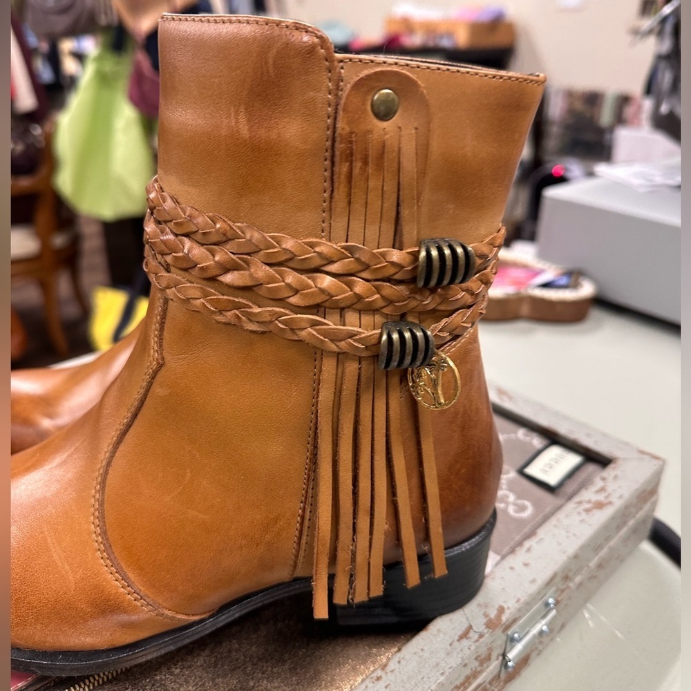 For Her by Sandro Moscoloni boots brown vintage leather look size 5.5 in womens - Picture 2 of 9